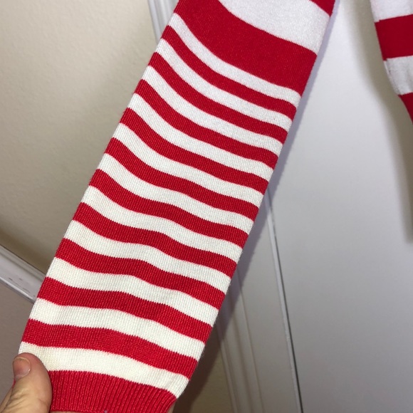 Red and white striped sweater size S/M - Picture 3 of 6